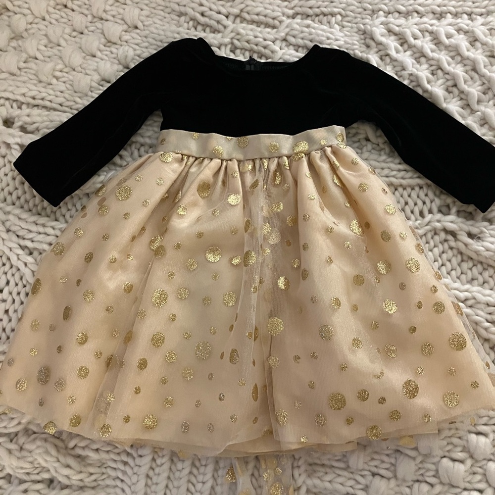 Elegant Black and Gold Polka Dot Dress